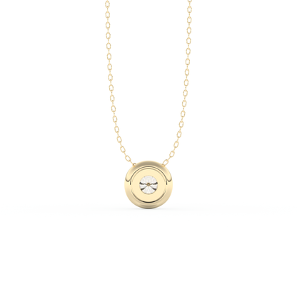 Stunning 0.28 CT Round Moissanite Diamond Bezel Solitaire Necklace in Solid Gold