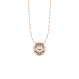 Stunning 0.28 CT Round Moissanite Diamond Bezel Solitaire Necklace in Solid Gold
