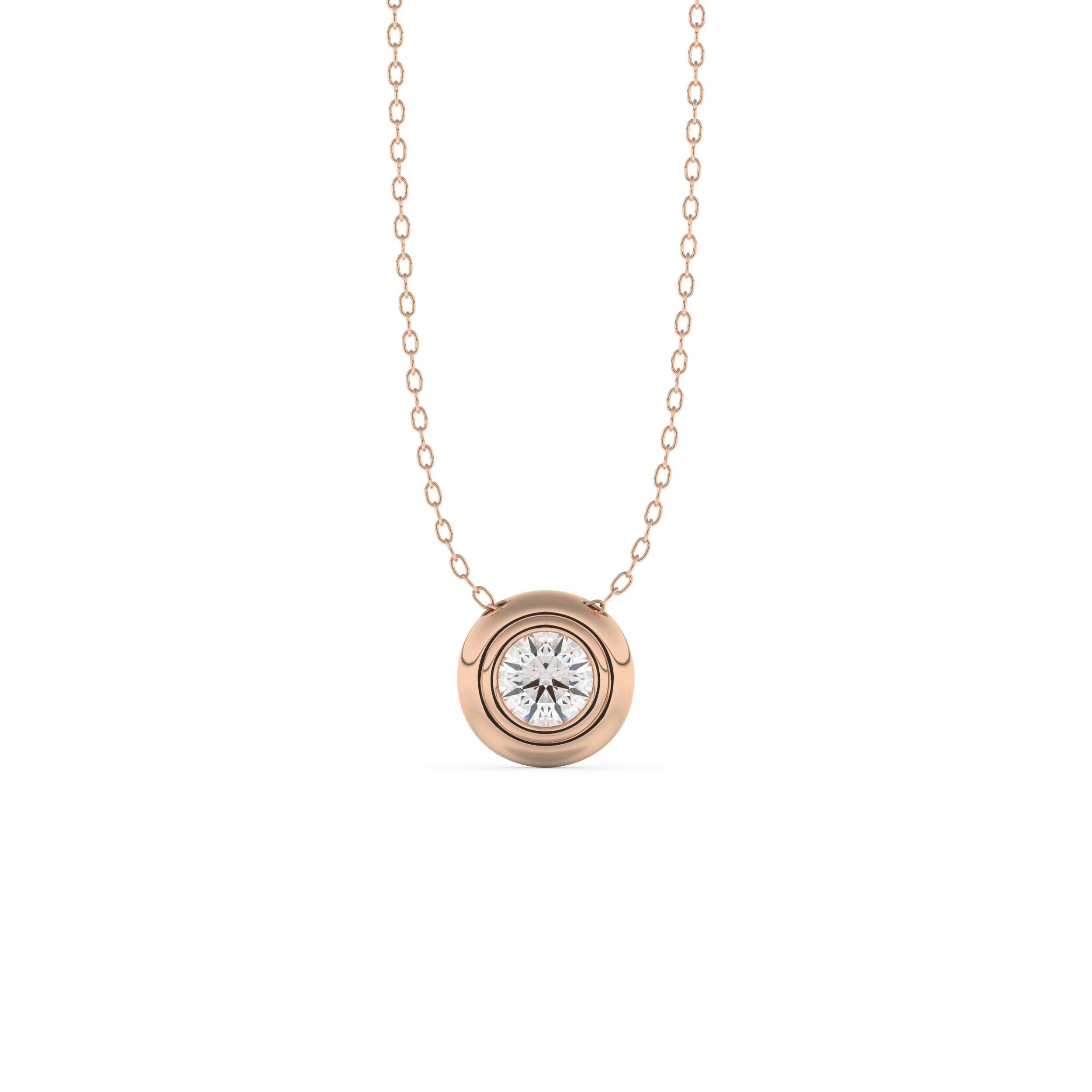 Stunning 0.28 CT Round Moissanite Diamond Bezel Solitaire Necklace in Solid Gold