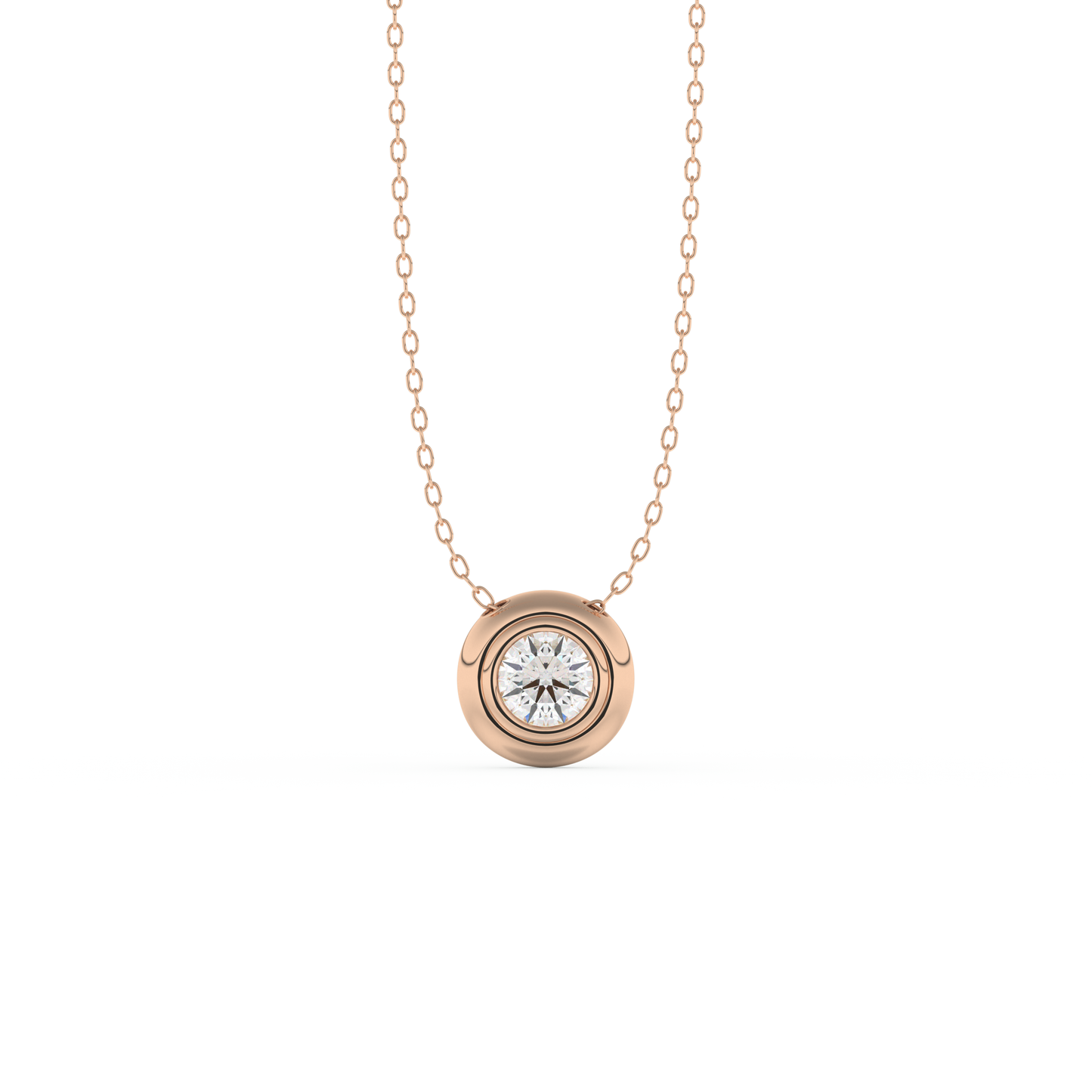 Stunning 0.28 CT Round Moissanite Diamond Bezel Solitaire Necklace in Solid Gold