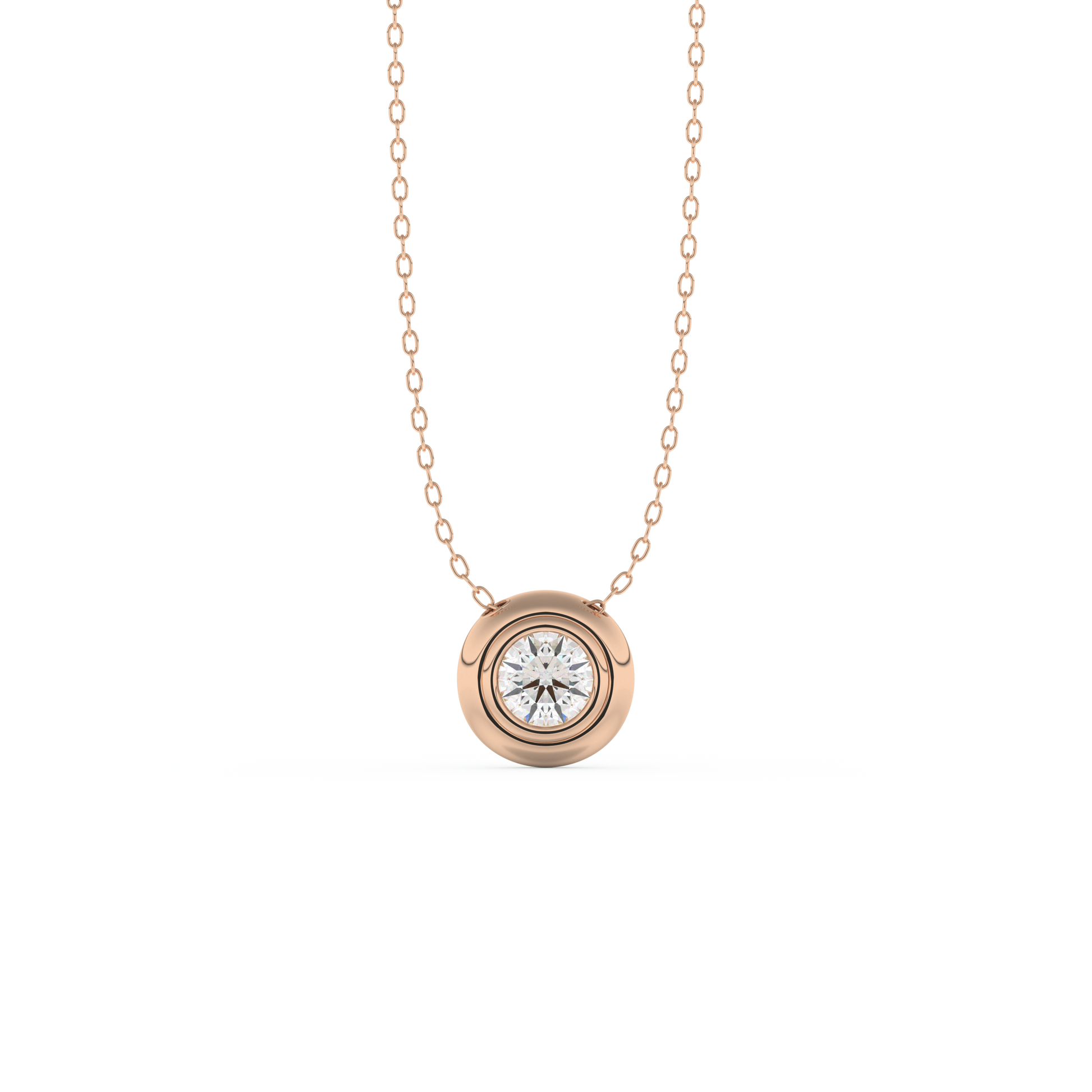 Stunning 0.28 CT Round Moissanite Diamond Bezel Solitaire Necklace in Solid Gold