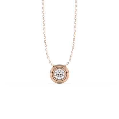 Stunning 0.28 CT Round Moissanite Diamond Bezel Solitaire Necklace in Solid Gold