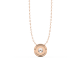 Stunning 0.28 CT Round Moissanite Diamond Bezel Solitaire Necklace in Solid Gold
