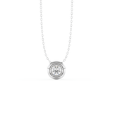 Stunning 0.28 CT Round Moissanite Diamond Bezel Solitaire Necklace in Solid Gold