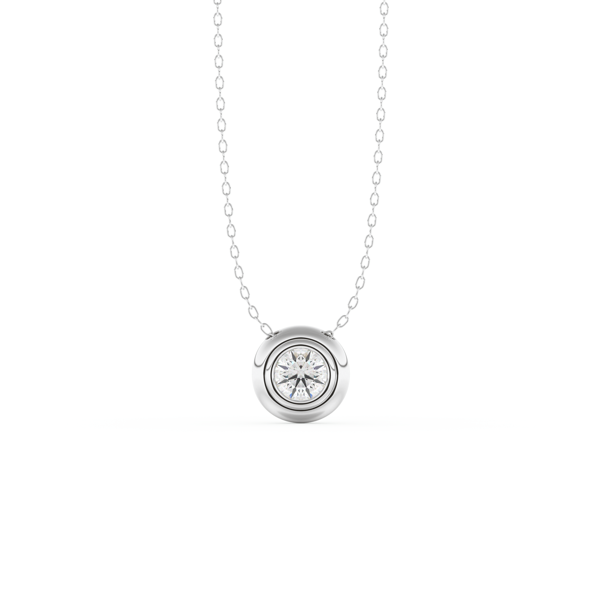 Stunning 0.28 CT Round Moissanite Diamond Bezel Solitaire Necklace in Solid Gold