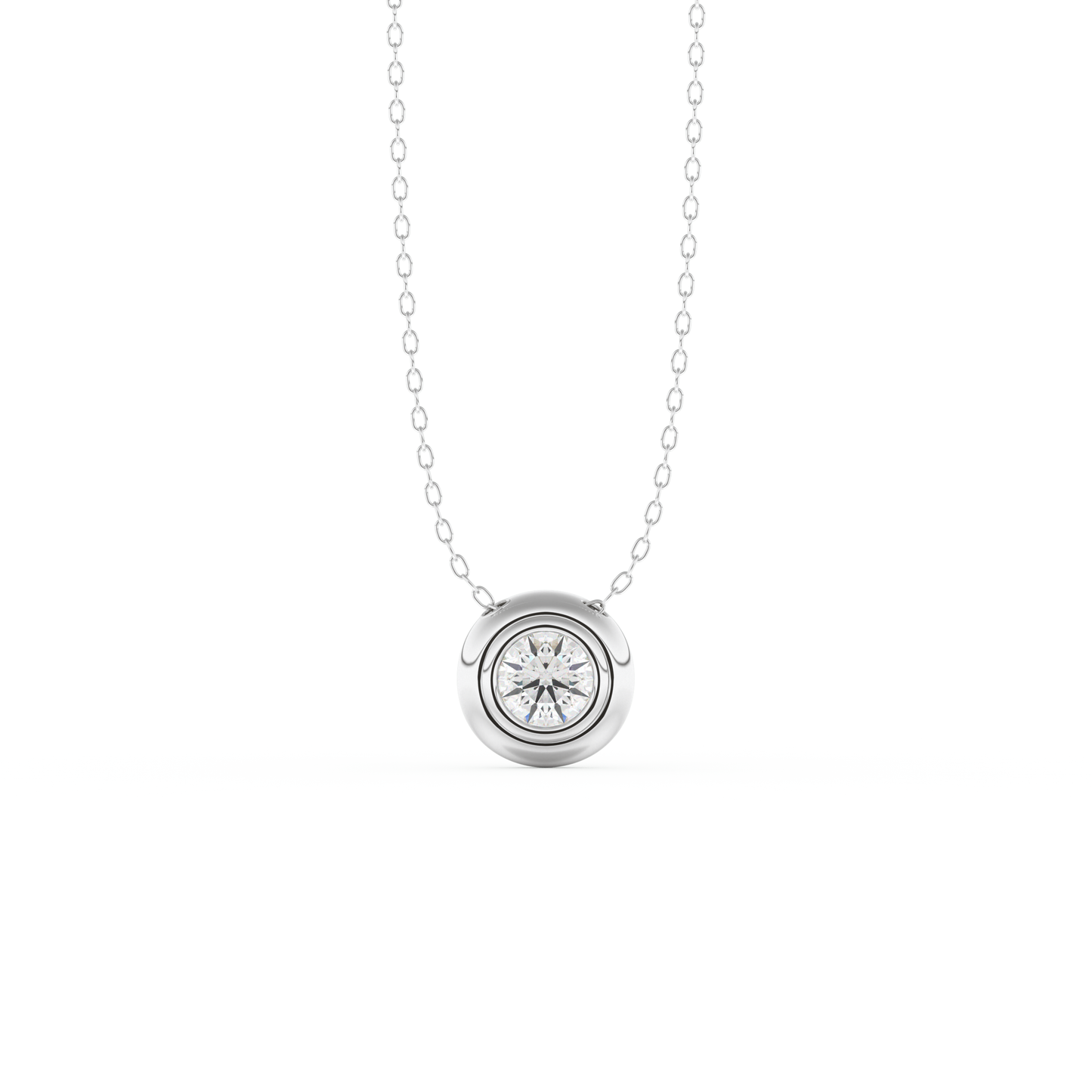 Stunning 0.28 CT Round Moissanite Diamond Bezel Solitaire Necklace in Solid Gold