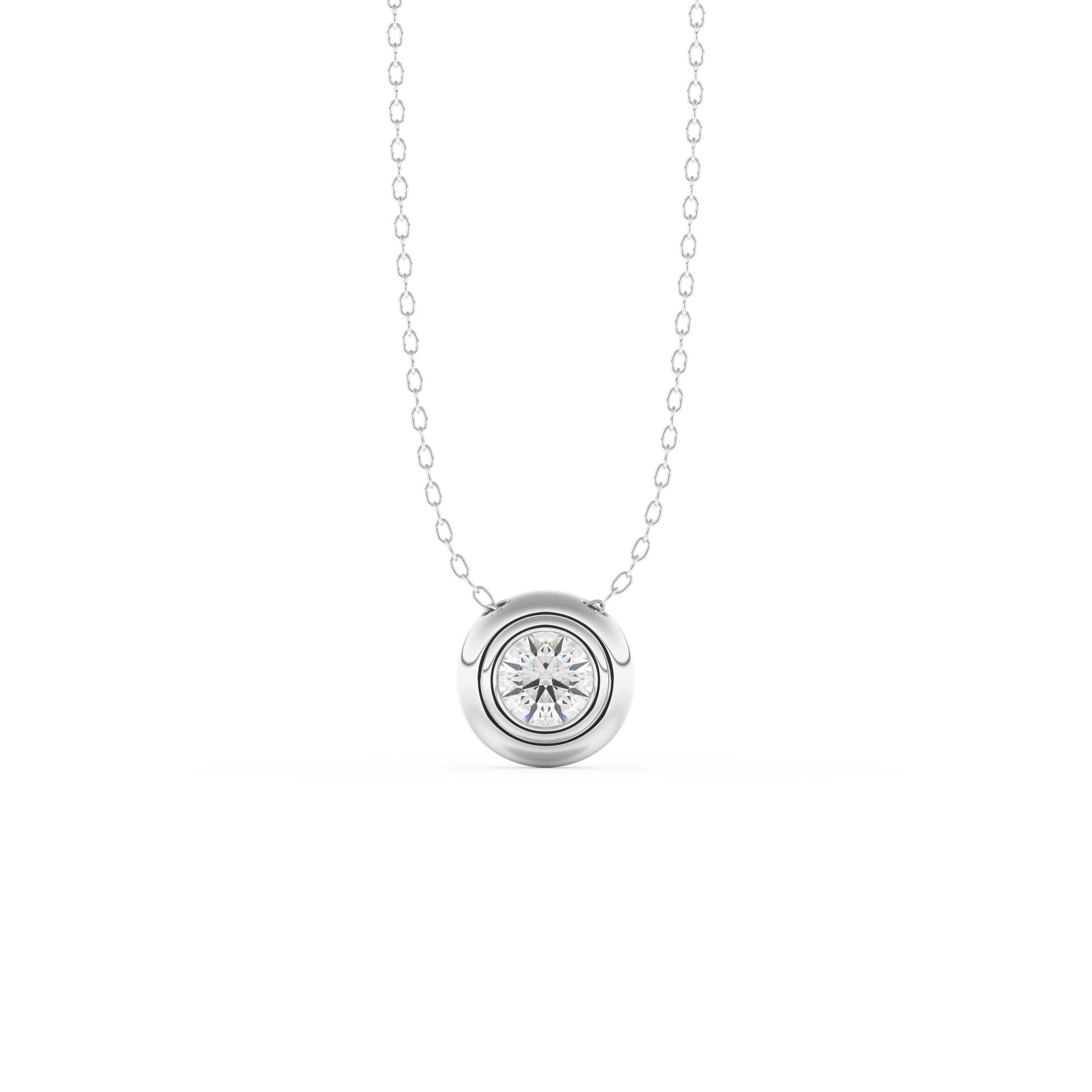 Stunning 0.28 CT Round Moissanite Diamond Bezel Solitaire Necklace in Solid Gold