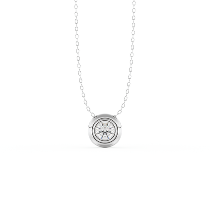 Stunning 0.28 CT Round Moissanite Diamond Bezel Solitaire Necklace in Solid Gold