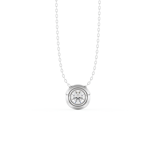 Stunning 0.28 CT Round Moissanite Diamond Bezel Solitaire Necklace in Solid Gold