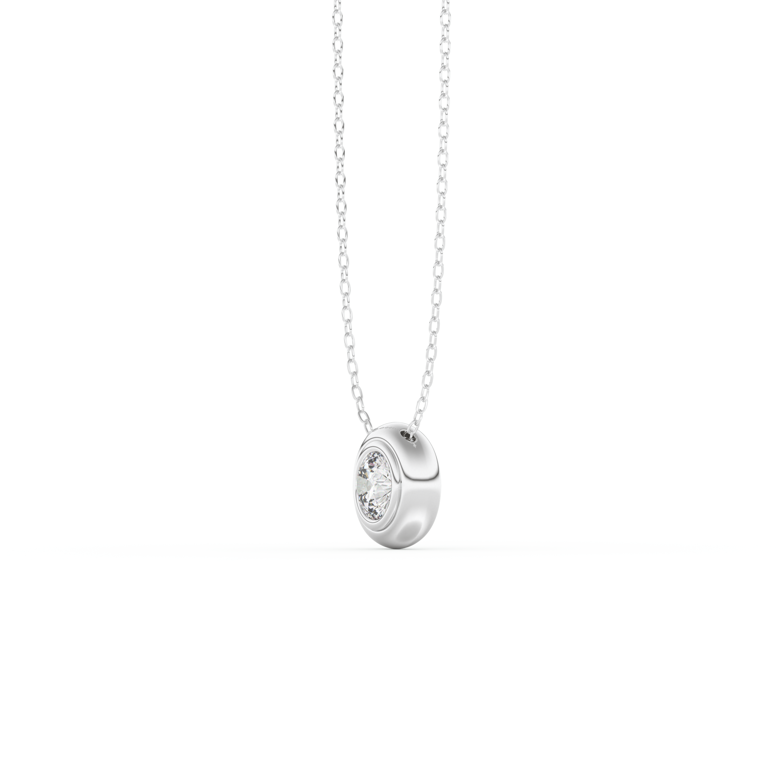 Stunning 0.28 CT Round Moissanite Diamond Bezel Solitaire Necklace in Solid Gold