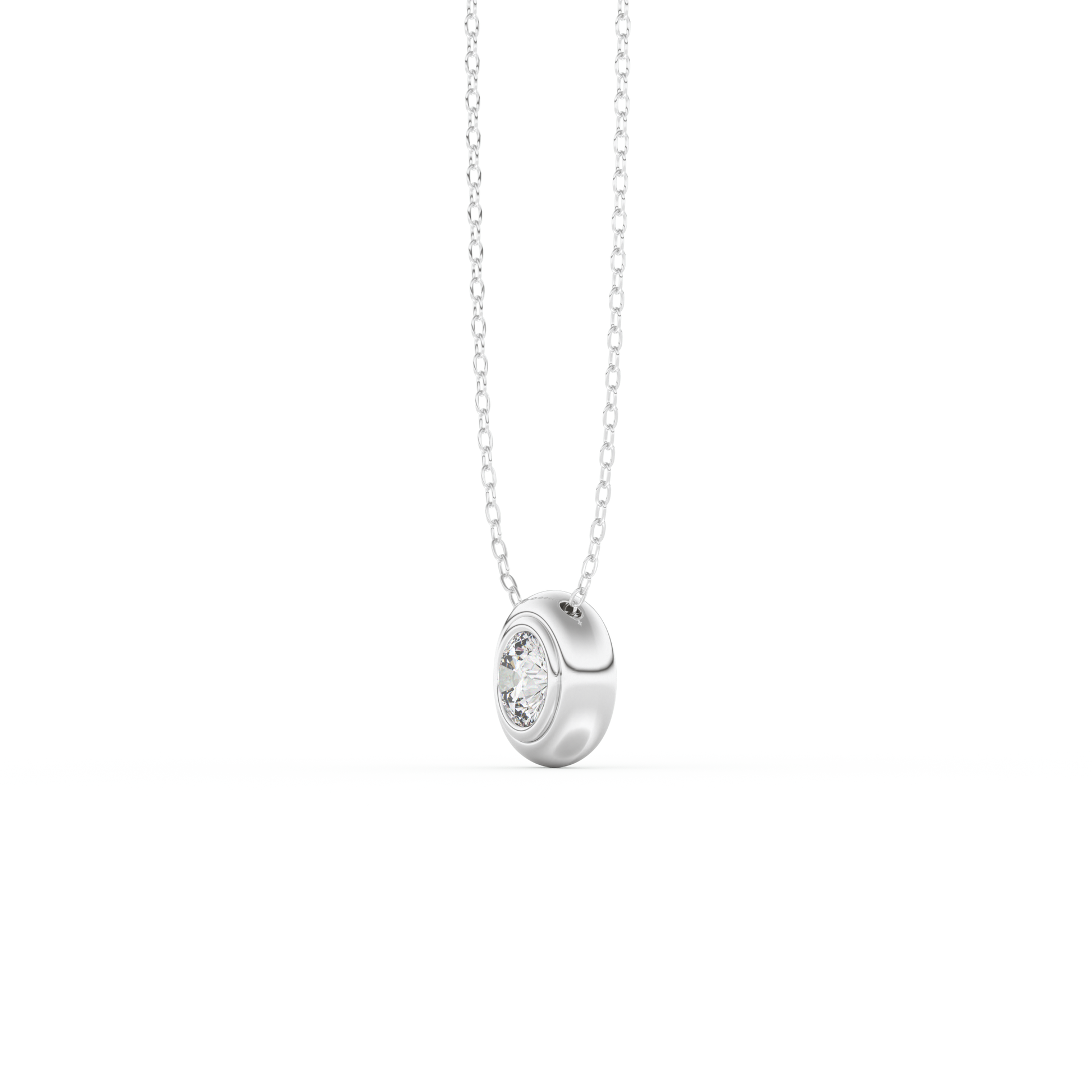 Stunning 0.28 CT Round Moissanite Diamond Bezel Solitaire Necklace in Solid Gold