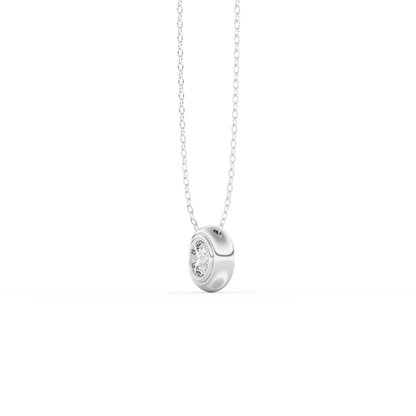 Stunning 0.28 CT Round Moissanite Diamond Bezel Solitaire Necklace in Solid Gold