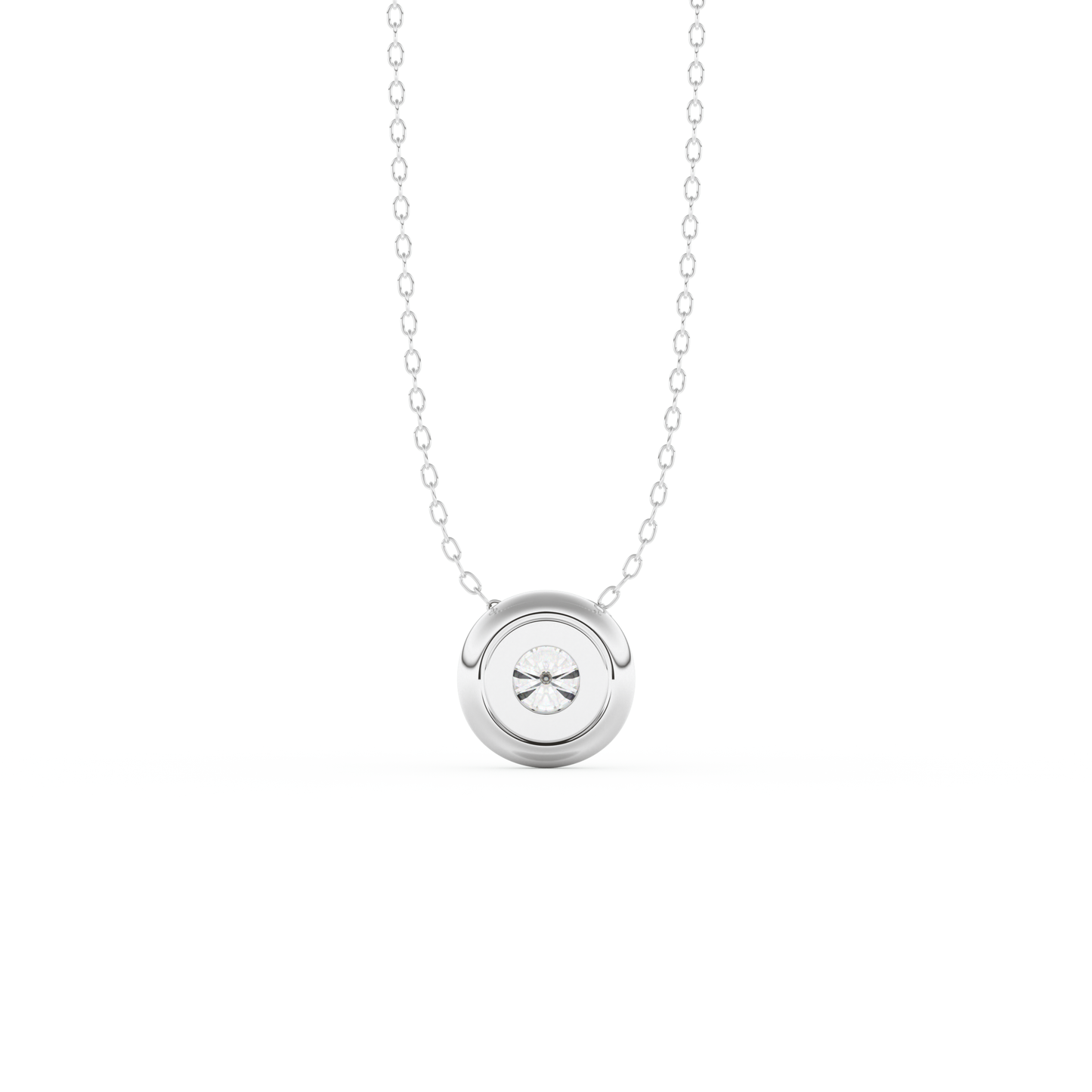 Stunning 0.28 CT Round Moissanite Diamond Bezel Solitaire Necklace in Solid Gold