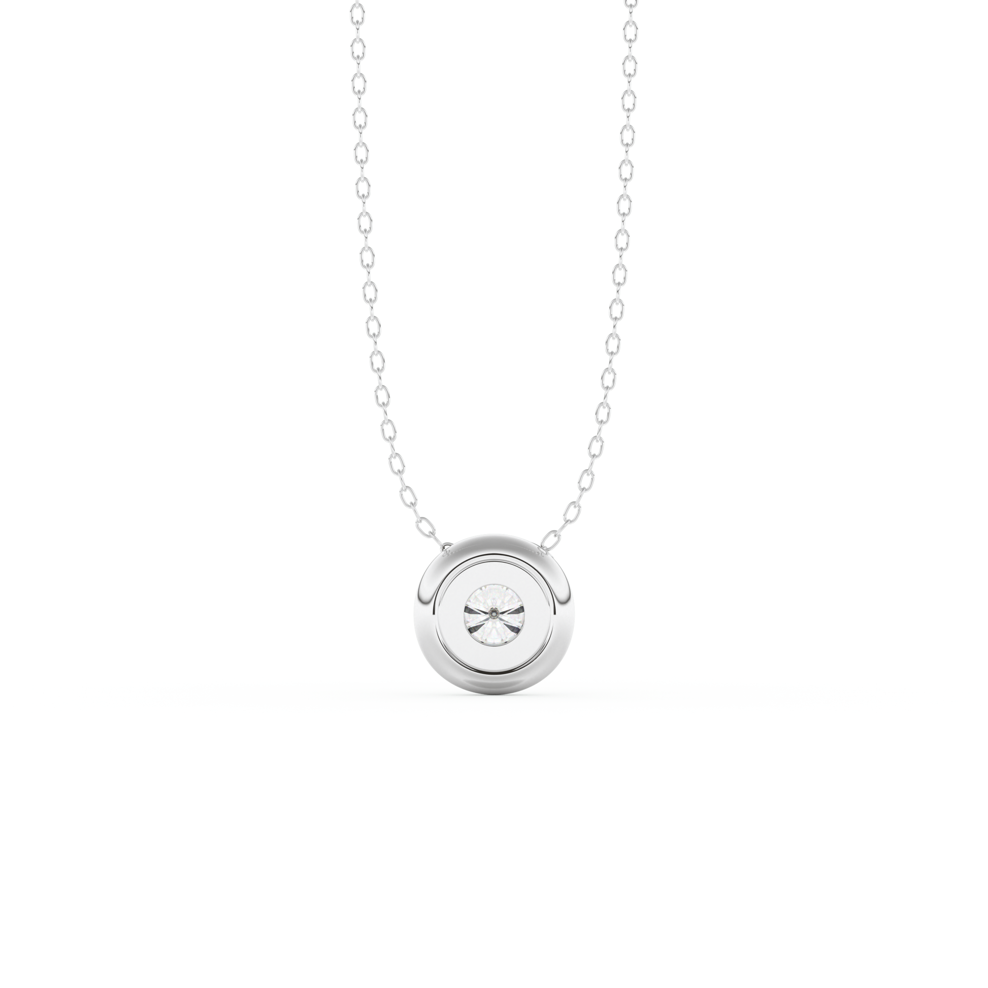 Stunning 0.28 CT Round Moissanite Diamond Bezel Solitaire Necklace in Solid Gold