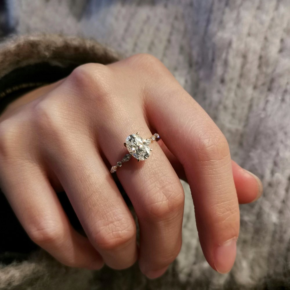 Oval Pave Lab Grown Diamond Engagement Ring