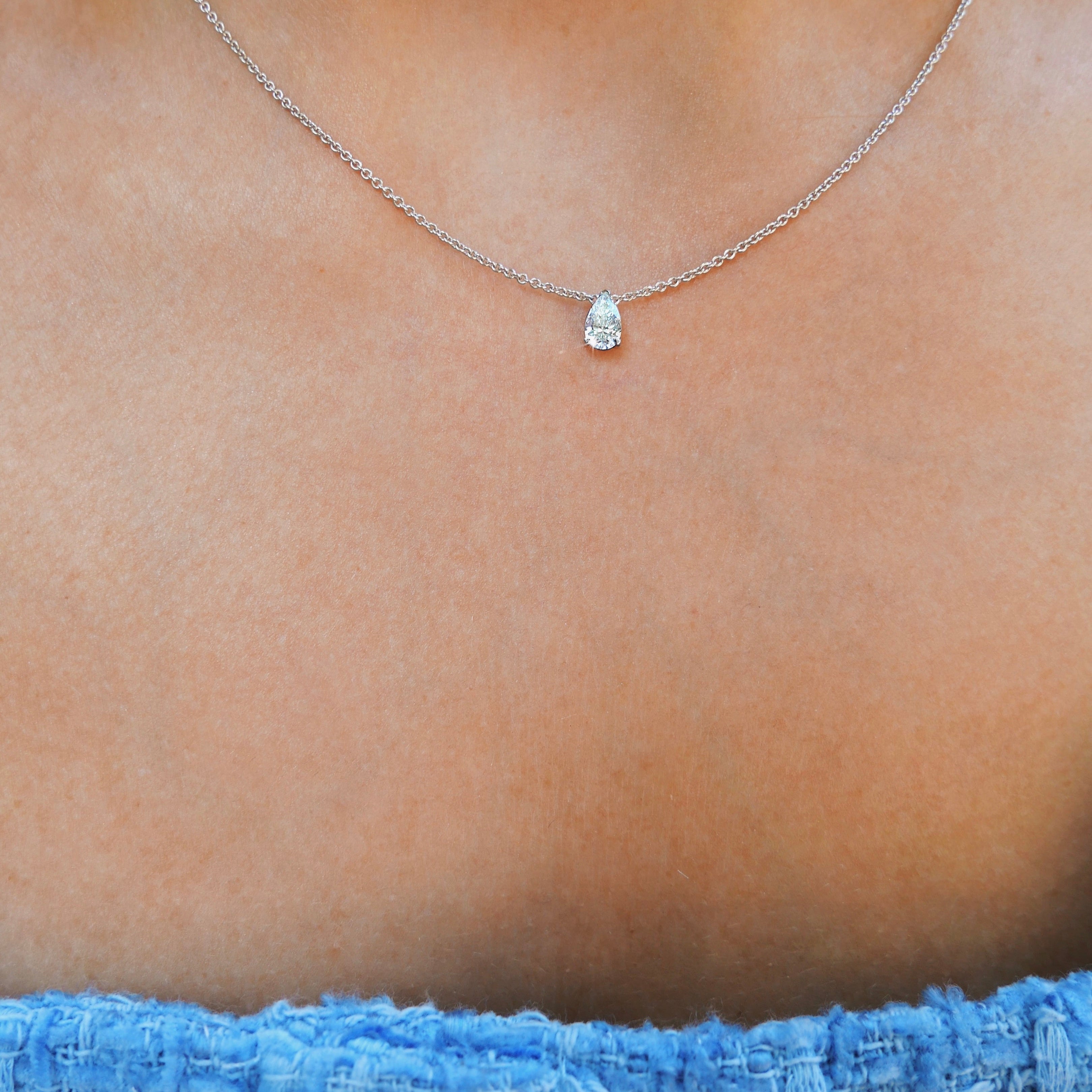0.30 CT Pear Solitaire CVD F/VS Diamond Necklace 2