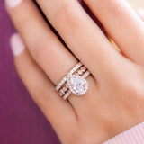 1.33 CT Pear Halo & Pave Lab Grown Diamond Engagement Ring