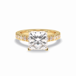 4.0 CT Princess Cut Pave Style Moissanite Engagement Rings