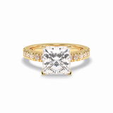 4.0 CT Princess Cut Pave Style Moissanite Engagement Rings