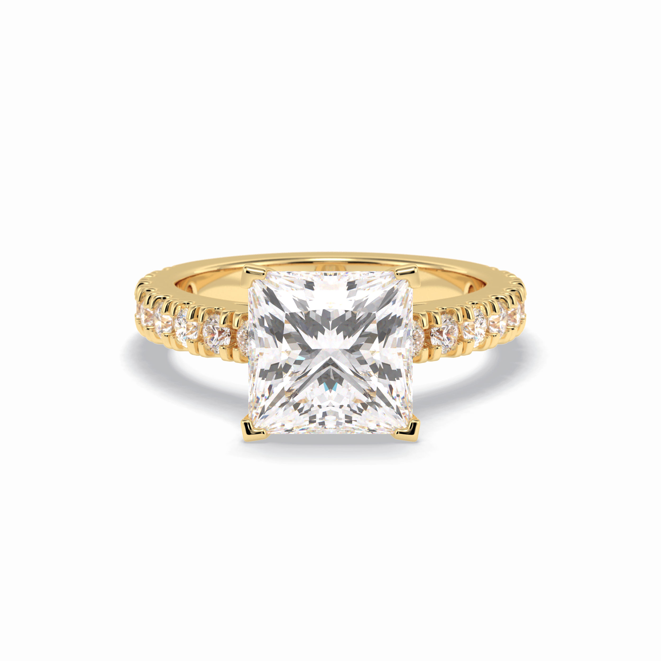 4.0 CT Princess Cut Pave Style Moissanite Engagement Rings