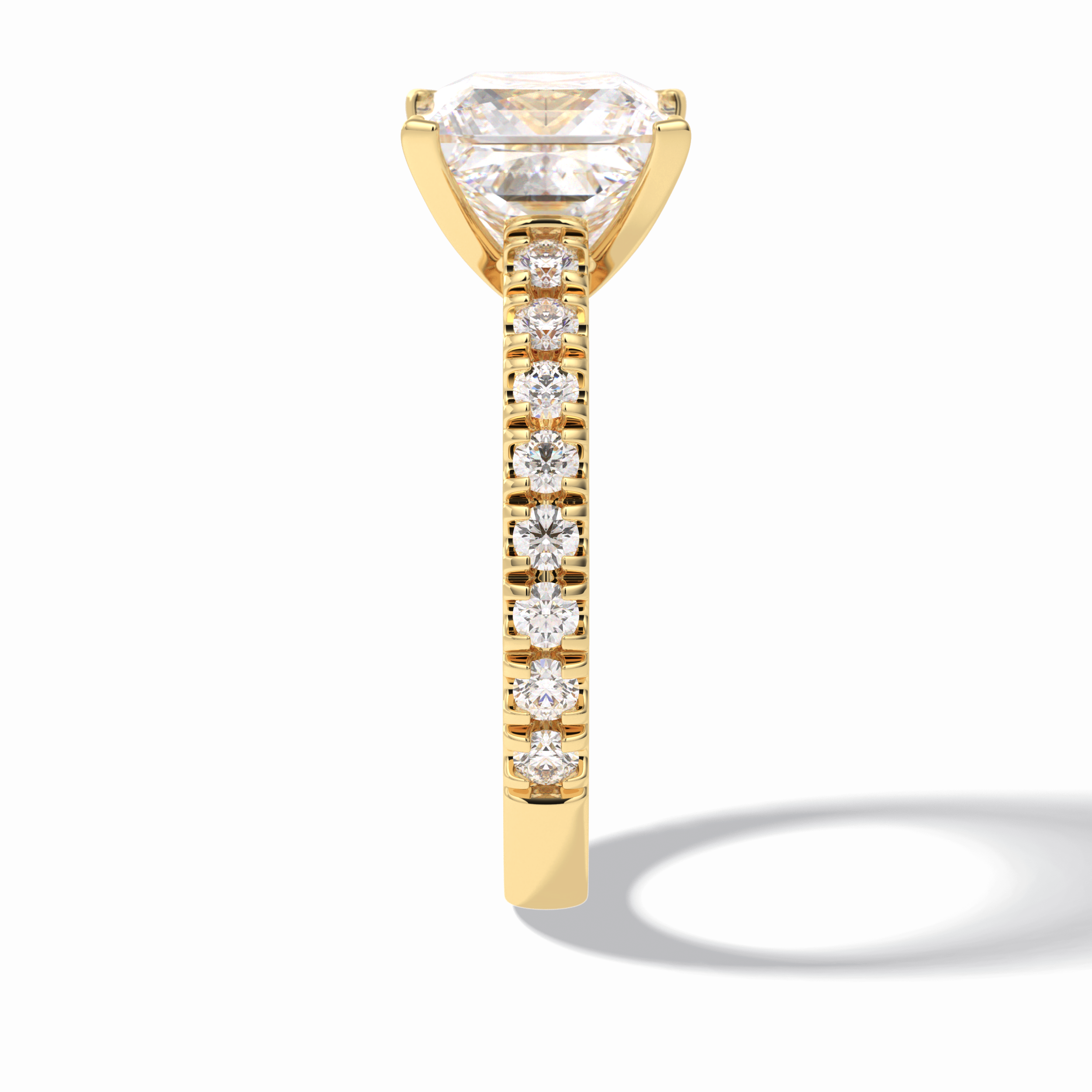 4.0 CT Princess Cut Pave Style Moissanite Engagement Rings