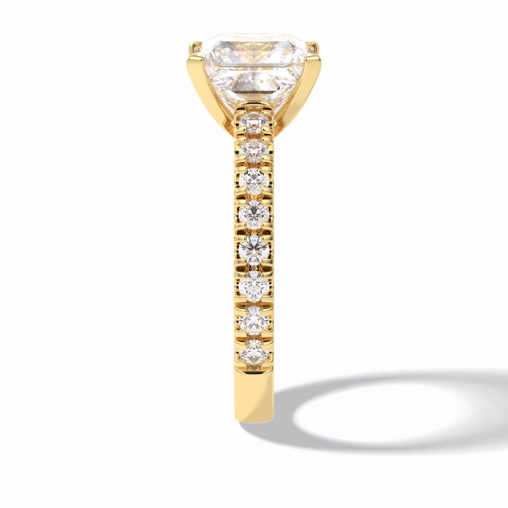4.0 CT Princess Cut Pave Style Moissanite Engagement Rings