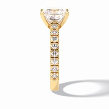 4.0 CT Princess Cut Pave Style Moissanite Engagement Rings