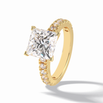 4.0 CT Princess Cut Pave Style Moissanite Engagement Rings