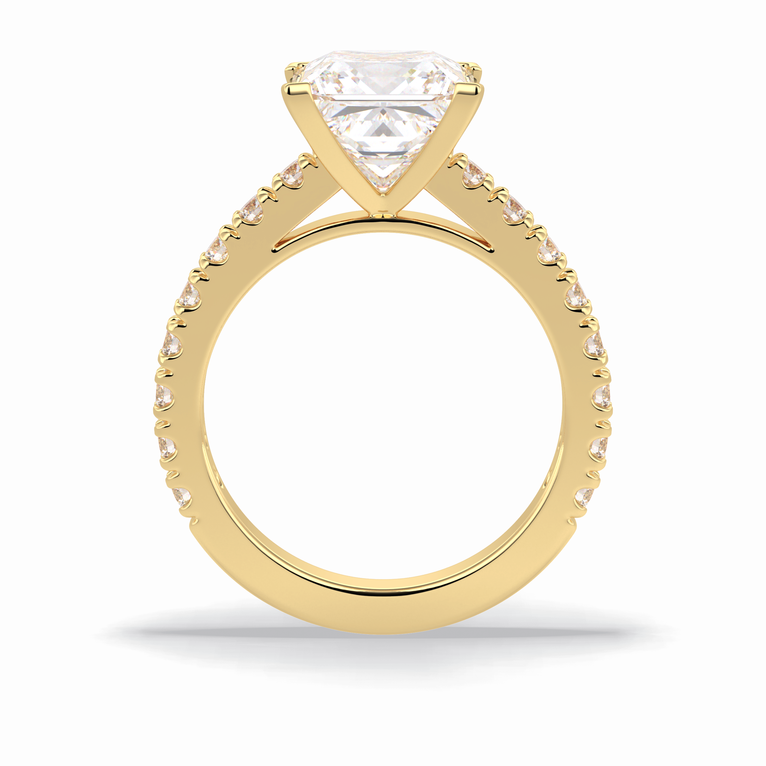 4.0 CT Princess Cut Pave Style Moissanite Engagement Rings