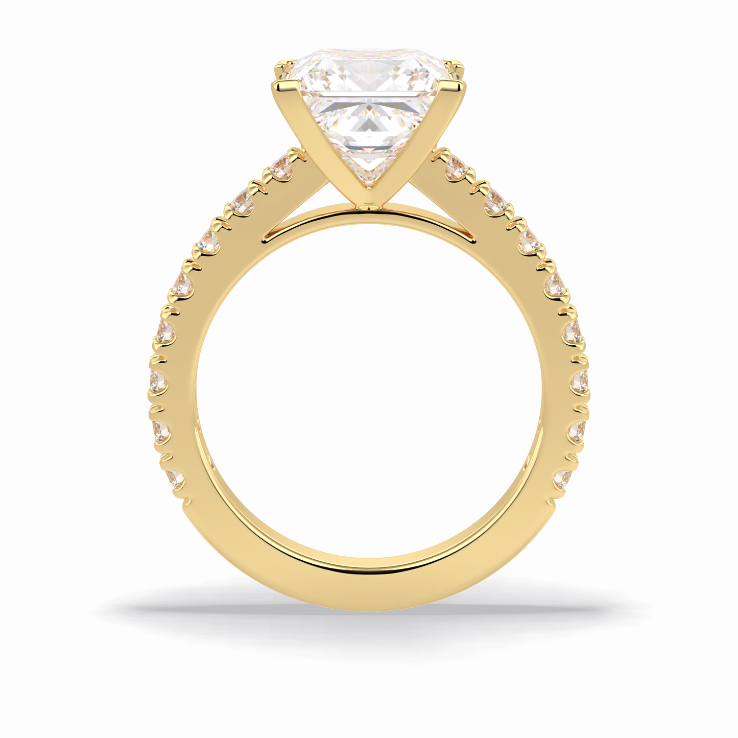 4.0 CT Princess Cut Pave Style Moissanite Engagement Rings