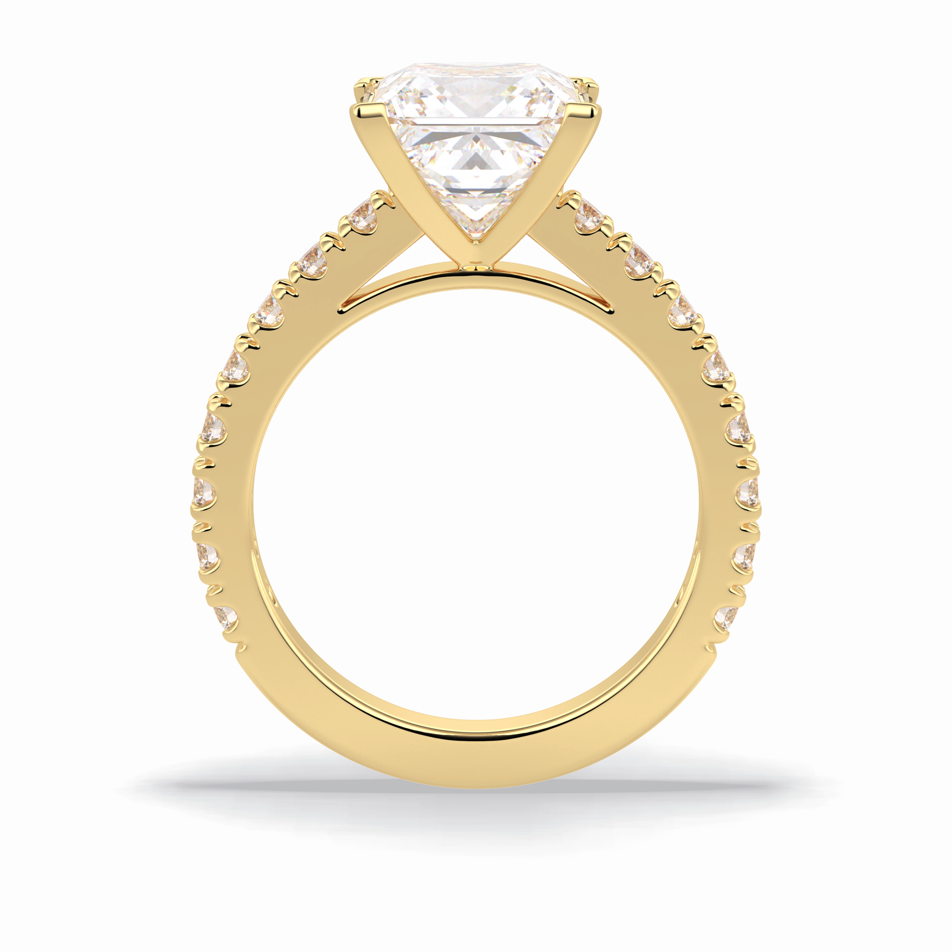 4.0 CT Princess Cut Pave Style Moissanite Engagement Rings
