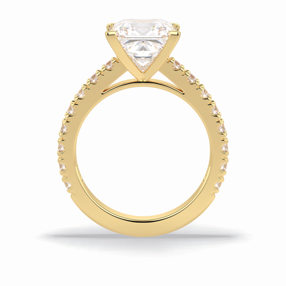 4.0 CT Princess Cut Pave Style Moissanite Engagement Rings