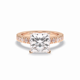 4.0 CT Princess Cut Pave Style Moissanite Engagement Rings