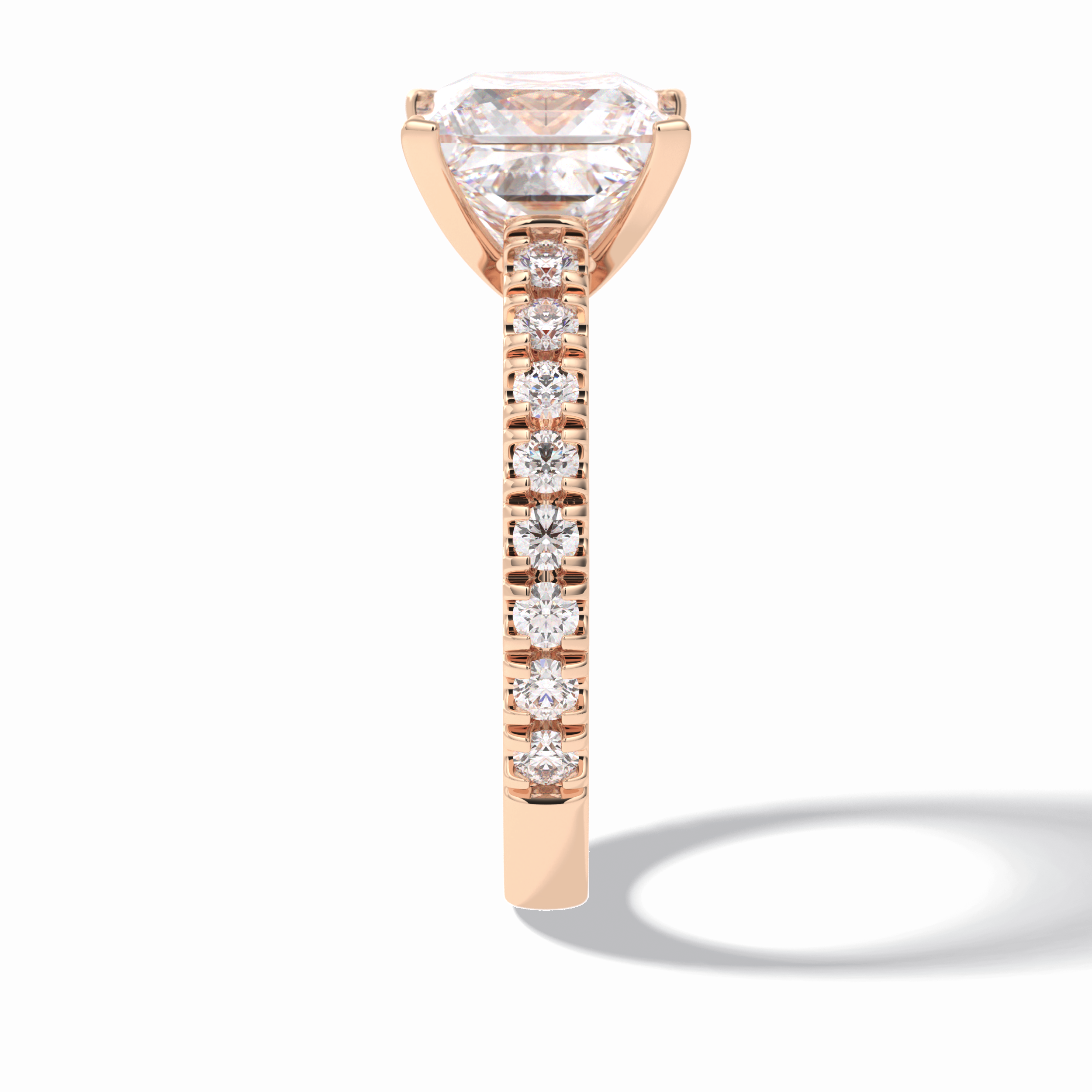 4.0 CT Princess Cut Pave Style Moissanite Engagement Rings