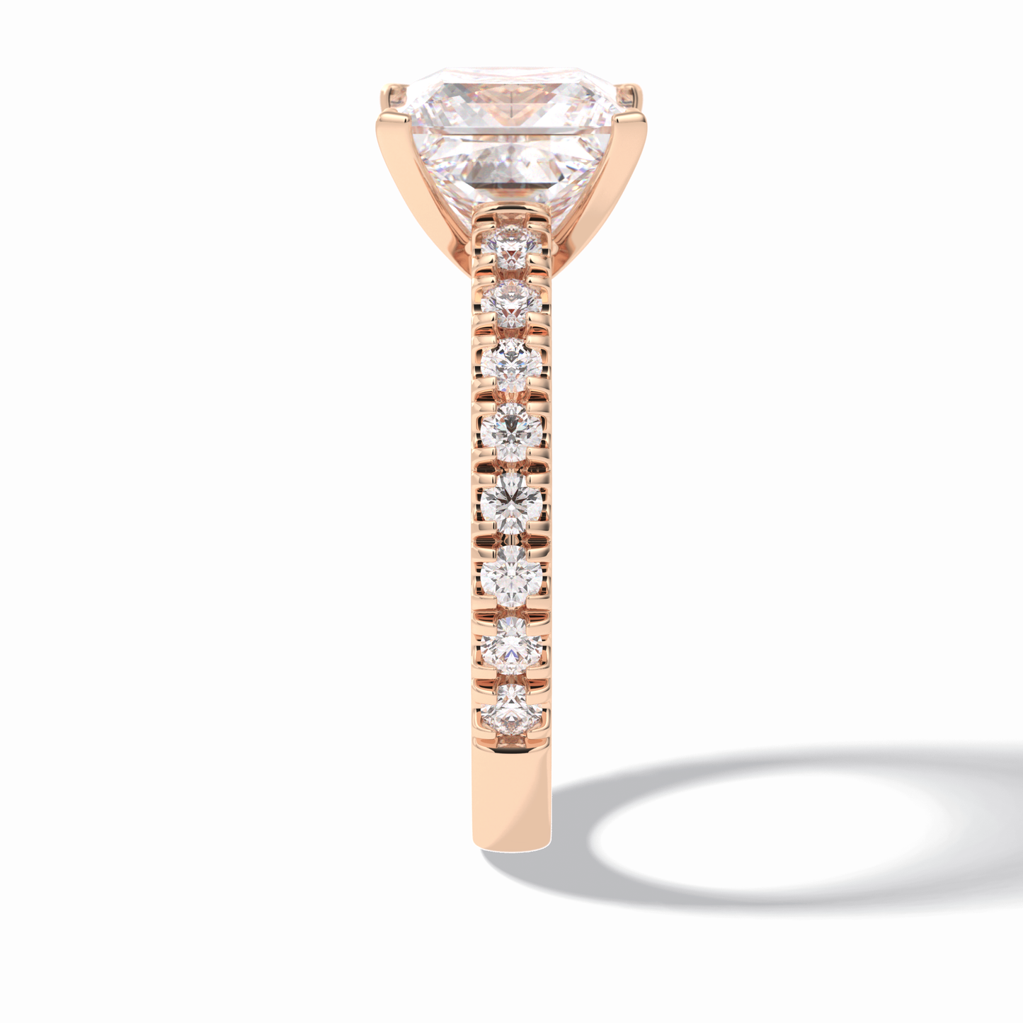 4.0 CT Princess Cut Pave Style Moissanite Engagement Rings