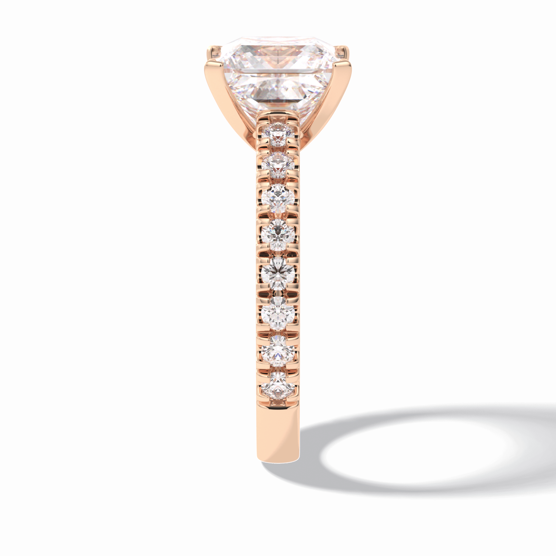 4.0 CT Princess Cut Pave Style Moissanite Engagement Rings