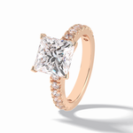 4.0 CT Princess Cut Pave Style Moissanite Engagement Rings