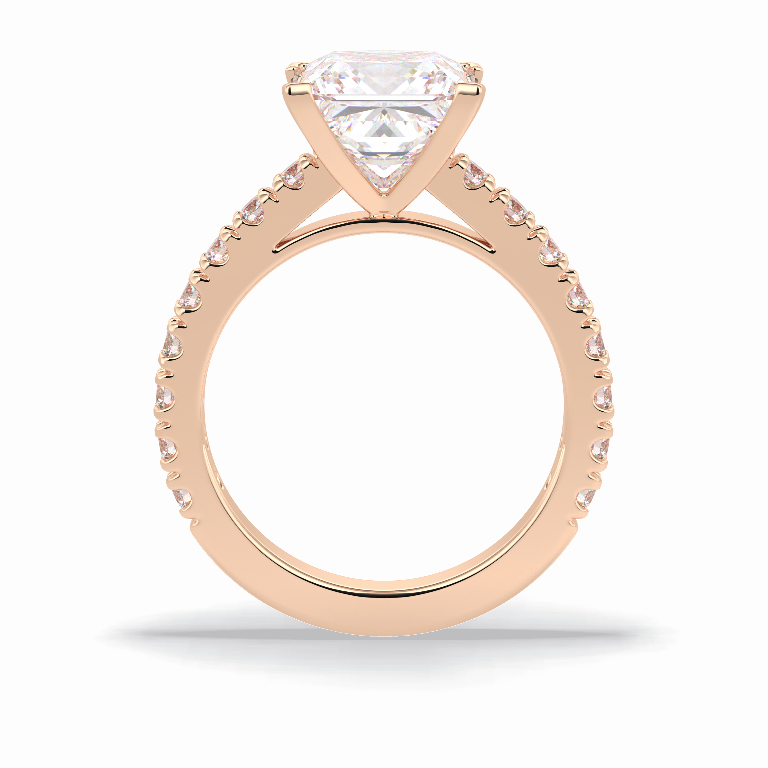 4.0 CT Princess Cut Pave Style Moissanite Engagement Rings