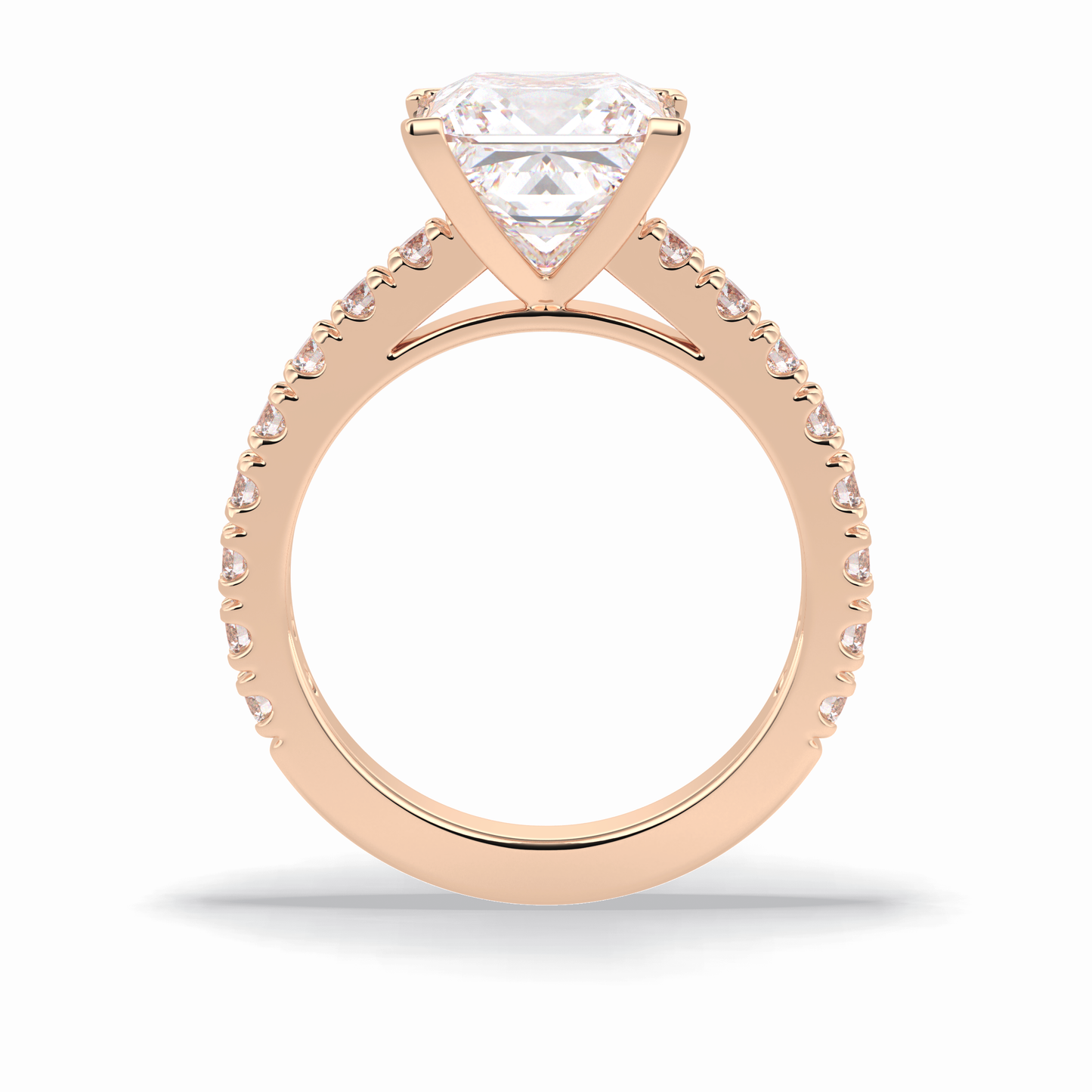 4.0 CT Princess Cut Pave Style Moissanite Engagement Rings