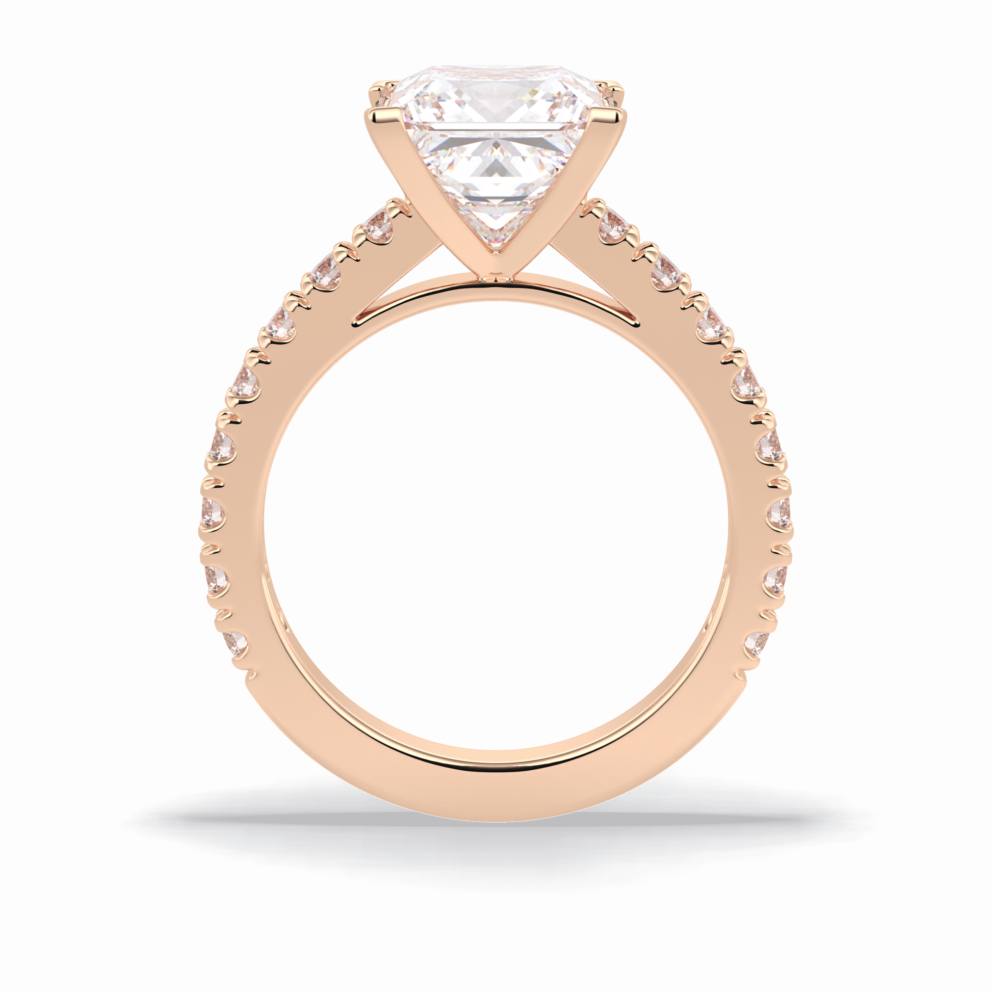 4.0 CT Princess Cut Pave Style Moissanite Engagement Rings