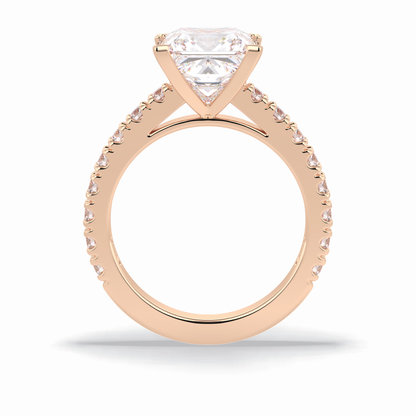 4.0 CT Princess Cut Pave Style Moissanite Engagement Rings