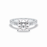 4.0 CT Princess Cut Pave Style Moissanite Engagement Rings