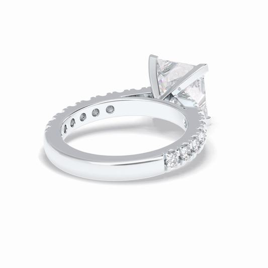 4.0 CT Princess Cut Pave Style Moissanite Engagement Rings