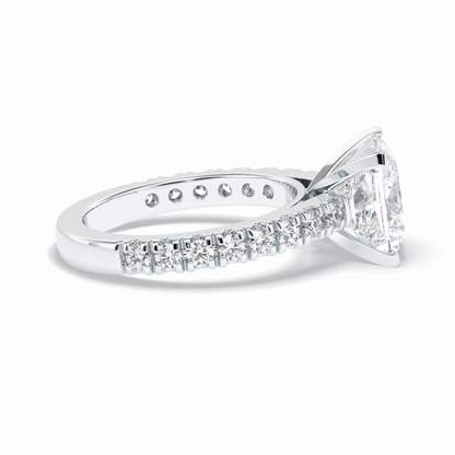4.0 CT Princess Cut Pave Style Moissanite Engagement Rings