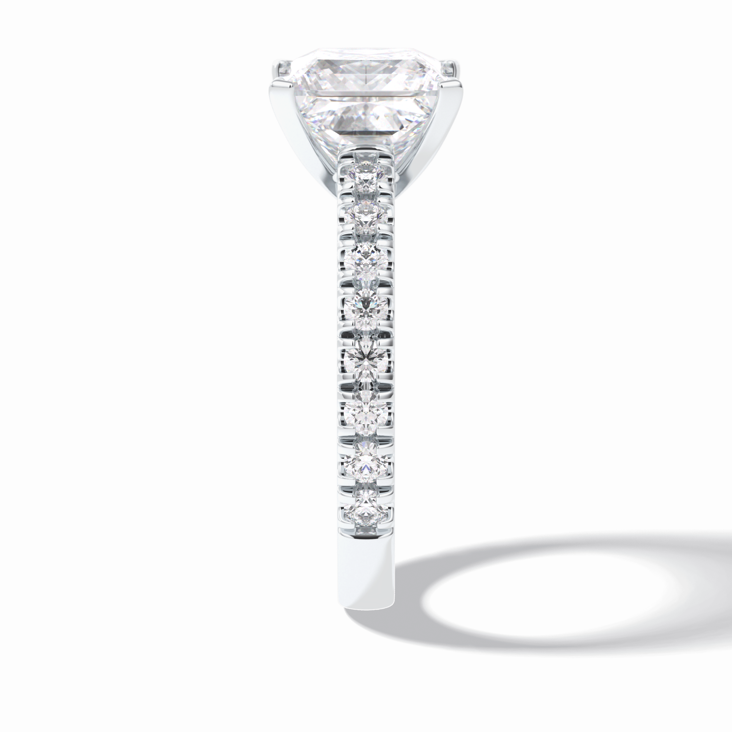4.0 CT Princess Cut Pave Style Moissanite Engagement Rings