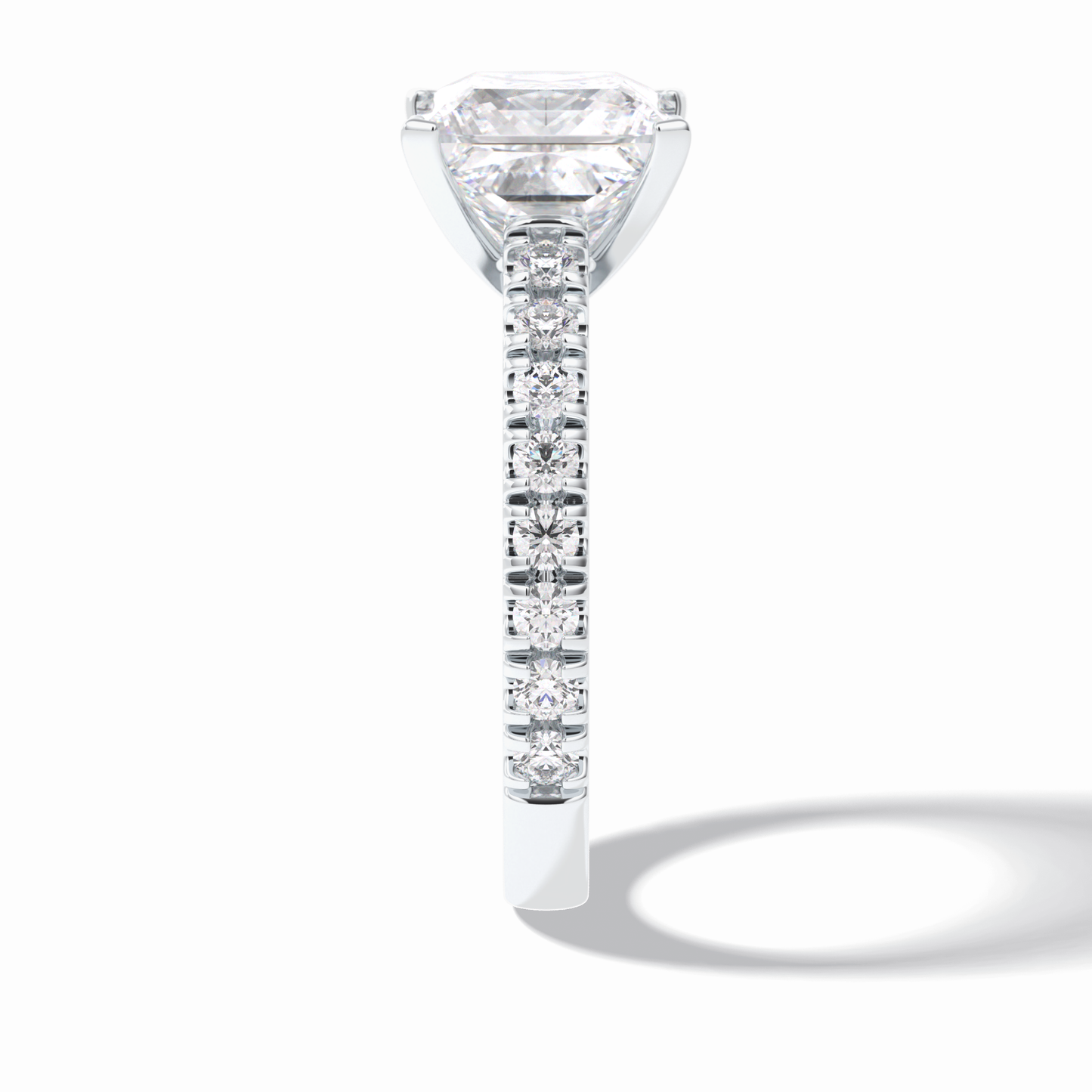 4.0 CT Princess Cut Pave Style Moissanite Engagement Rings