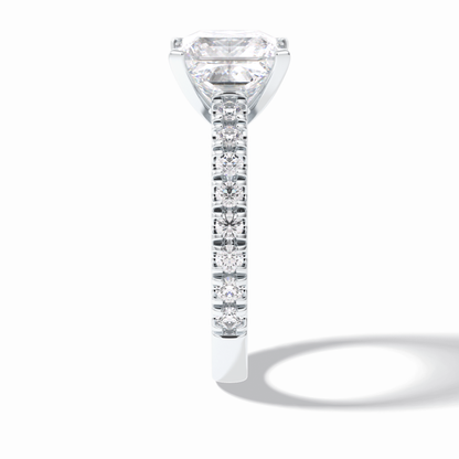 4.0 CT Princess Cut Pave Style Moissanite Engagement Rings
