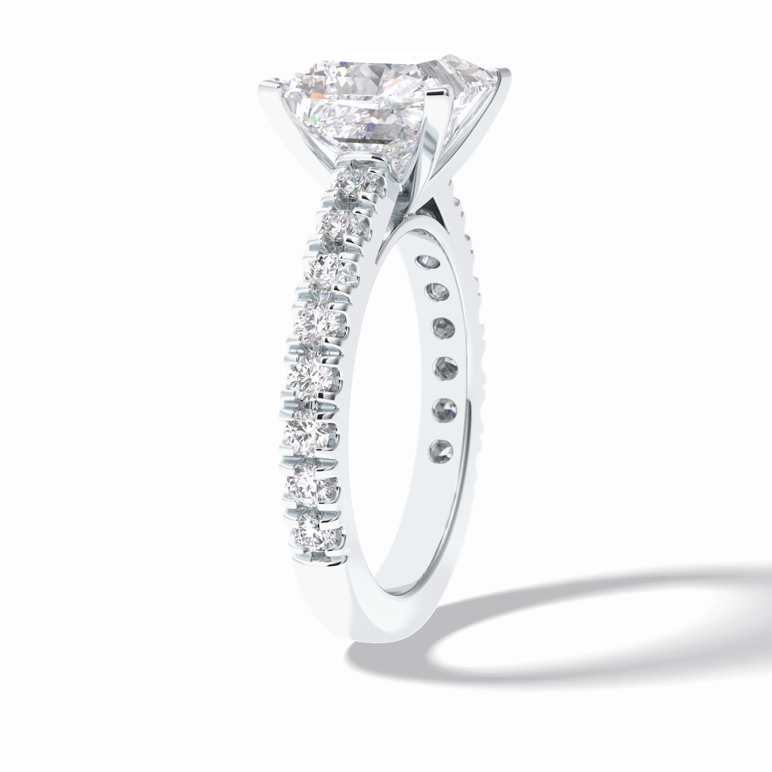 4.0 CT Princess Cut Pave Style Moissanite Engagement Rings