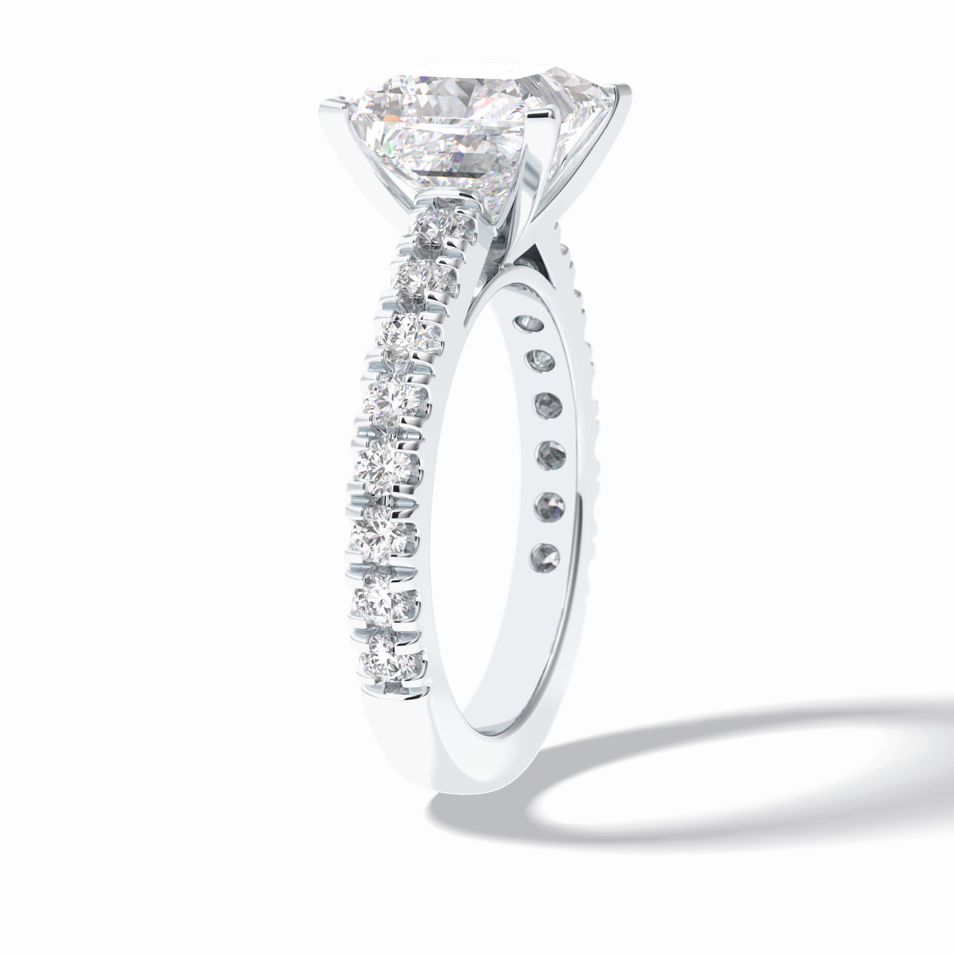 4.0 CT Princess Cut Pave Style Moissanite Engagement Rings
