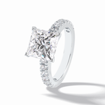 4.0 CT Princess Cut Pave Style Moissanite Engagement Rings